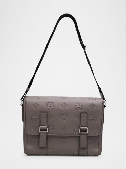 MCM Men's Aren Monogram Leather Crossbody Bag