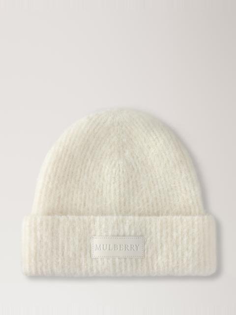 Mulberry Solid Mohair Beanie Eggshell Wool Blend