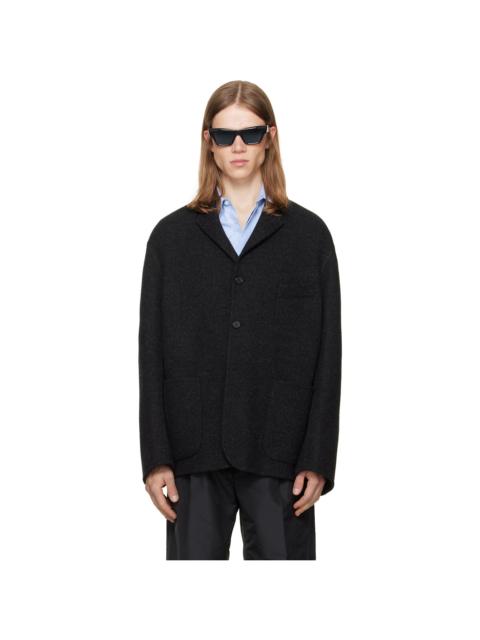 Jil Sander Gray Wool Chevron Jacket