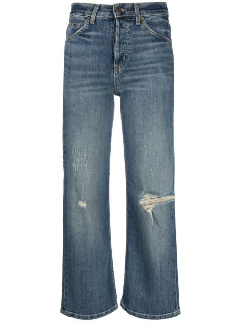 NILI LOTAN distressed cropped flared jeans