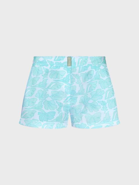 WOMEN STRETCH FLAT BELT SWIM SHORTS SEASHELLS
