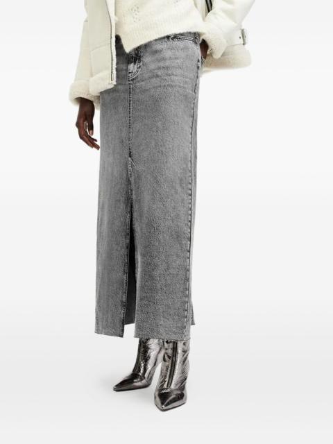 ALLSAINTS Noir acid-wash maxi skirt