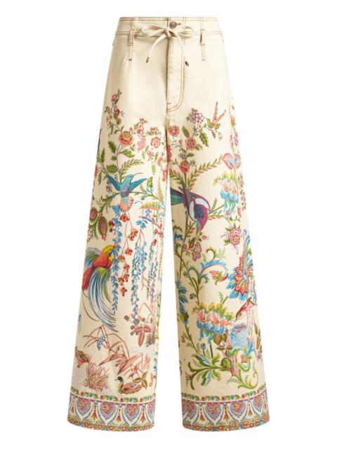 Etro flora fauna-print wide-leg jeans