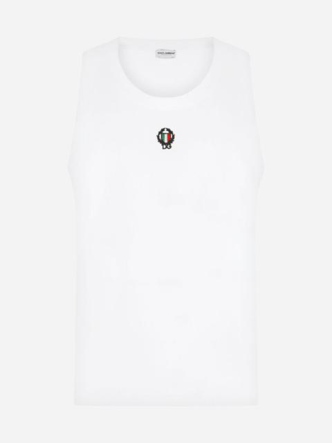 Dolce & Gabbana Two-way stretch cotton singlet with patch