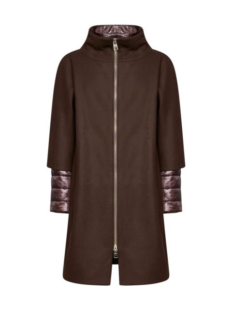 Herno Dark chocolate Ecowool and Ultralight Nylon coat