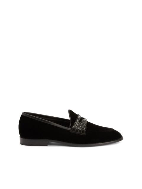 Giuseppe Zanotti Ermy rhinestone-detail velvet loafers