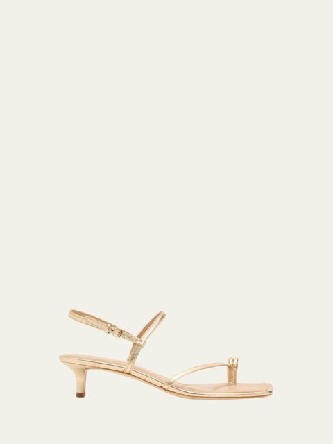 Vince 40mm Polli Metallic Leather Kitten-Heel Sandals