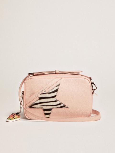 Golden Goose Star Bag in pink leather with zebra-print pony skin star