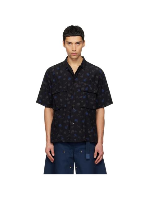 Black Overdyed Floral Print Shirt