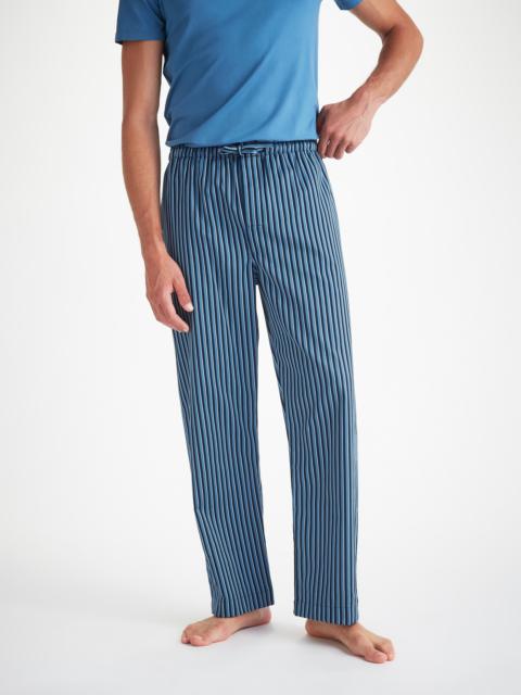 Derek Rose Men's Lounge Pants Wellington 58 Cotton Blue