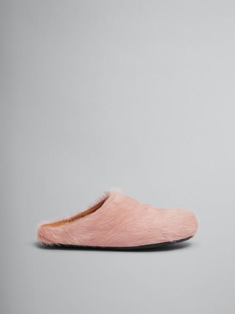 Marni PINK LONG HAIR CALFSKIN FUSSBETT SABOT