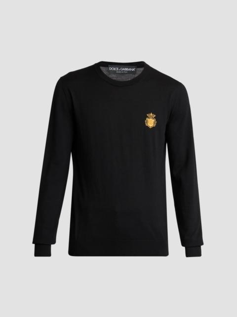 Dolce & Gabbana Men's Round Neck Virgin Wool Sweater - Black