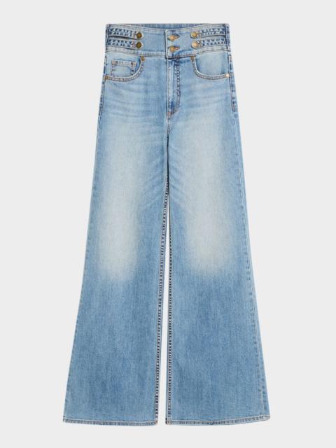 RAMY BROOK Liv Double-Button Wide-Leg Jeans