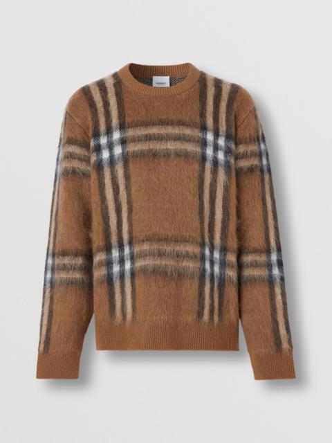 Check Mohair Wool Blend Jacquard Oversized Sweater