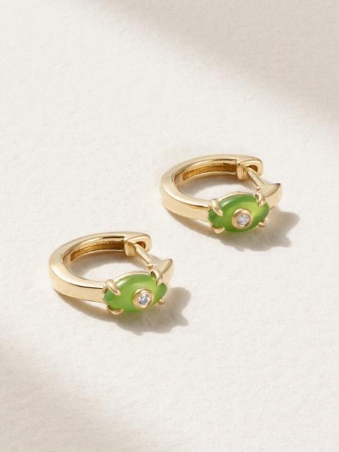 SYDNEY EVAN Tiny Evil Eye 14-karat Gold Jade And Diamond Hoop Earrings