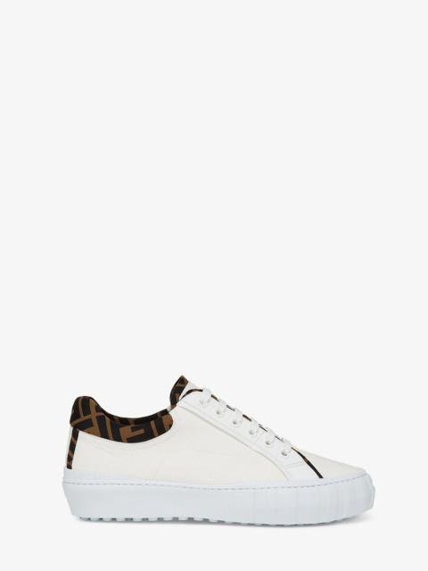 FENDI White canvas low-tops