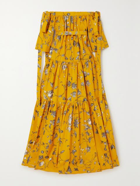 Erdem Off-the-shoulder Bow-detailed Floral-print Cotton-faille Gown