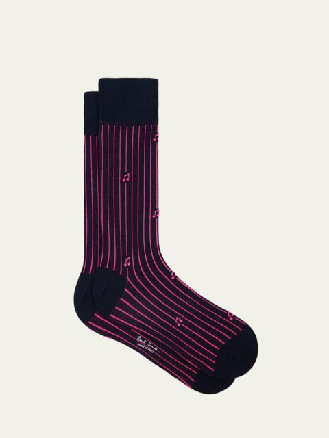 Paul Smith Men's Othello Music Stripe Crew Socks