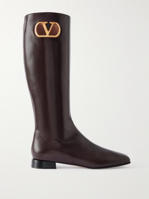Valentino Vlogo Embellished Leather Knee Boots