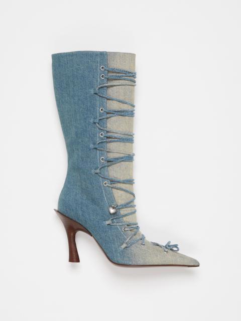 Lace-up heel boots - Dusty blue