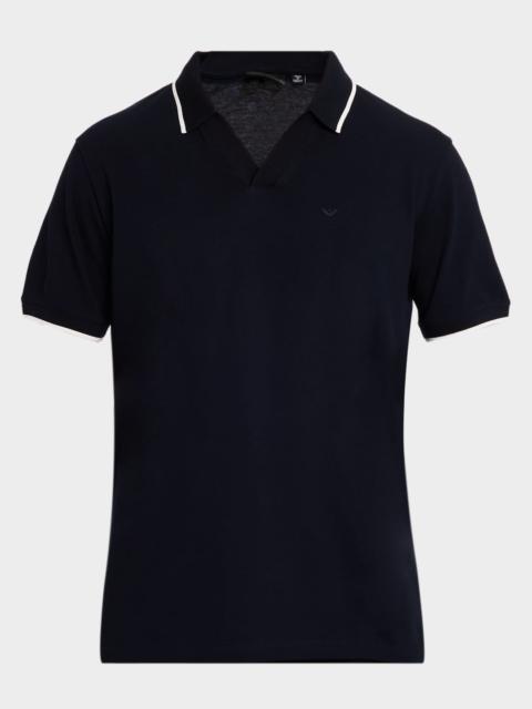 EMPORIO ARMANI Men's V-Neck Pique Polo Shirt