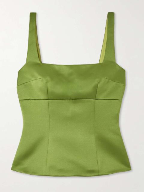 EMILIA WICKSTEAD Trixie paneled duchesse-satin top Green