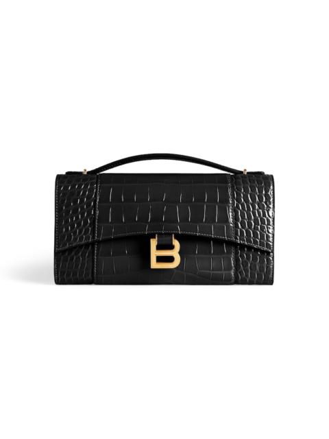 BALENCIAGA Women's Hourglass Pochette With Chain in Black