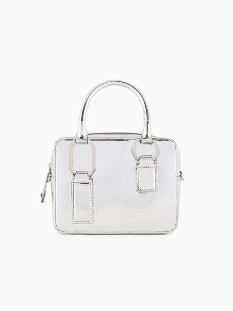 EMPORIO ARMANI Mirror-laminate double handle Bauletto bag