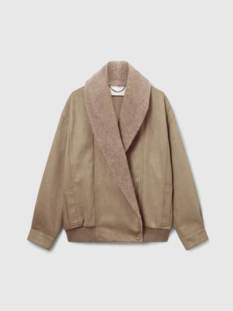 Stella McCartney Vegan Suede Plush-Trimmed Jacket