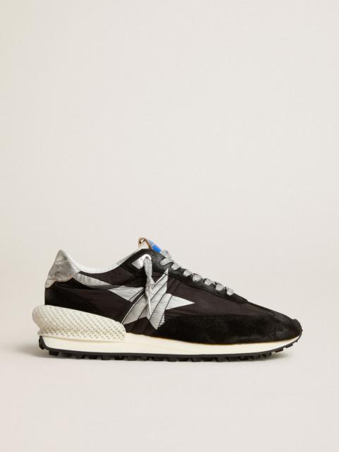 Golden Goose Men’s Marathon with black ripstop nylon upper and silver star