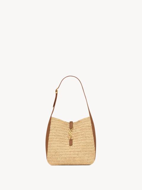 SAINT LAURENT LE 5 À 7 SUPPLE SMALL IN RAFFIA AND LEATHER