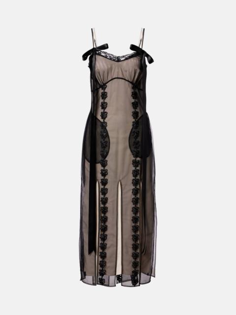 Simone Rocha Lace-trimmed sheer midi dress