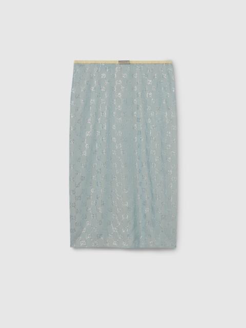 GUCCI Silk stretch chiffon skirt with crystals
