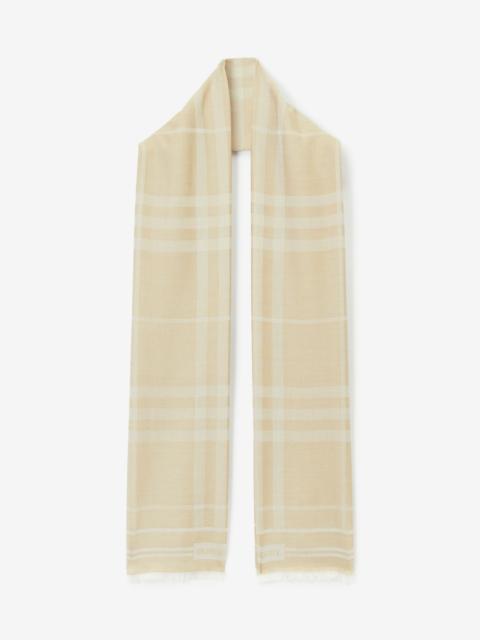 Burberry Check Wool Cotton Silk Scarf