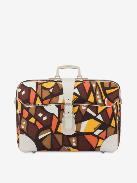 Moschino WOOD PRINT CANVAS TRAVEL BAG