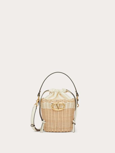 Valentino VLOGO SIGNATURE WICKER BUCKET BAG