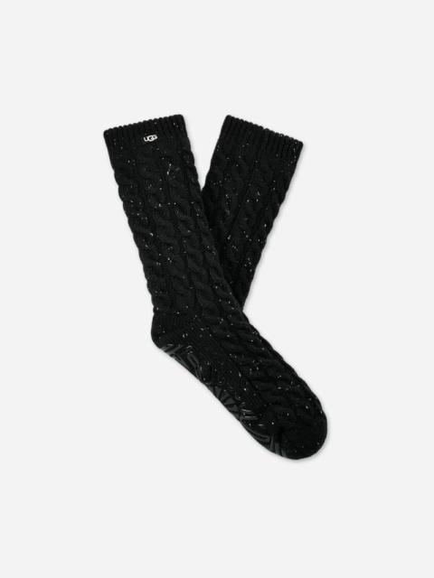UGG ® Women's Elowyn Cable Knit Fleece Lined Acrylic Blend in Black Confetti