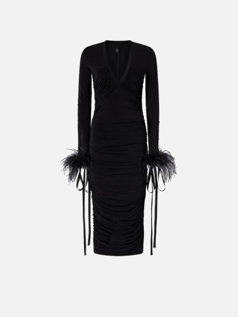 PINKO V-NECK DRESS WITH DRAPING