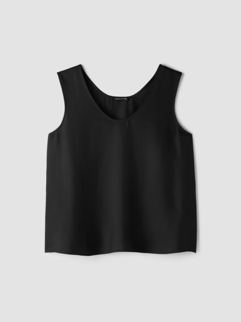 EILEEN FISHER Silk Twill Curved V-Neck Tank