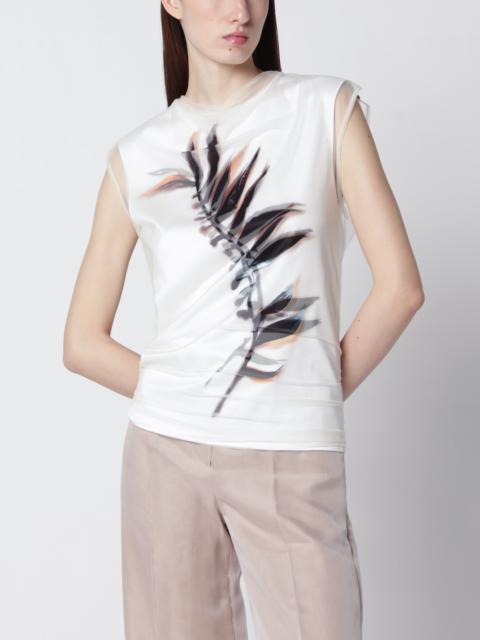 Sportmax White double-layer top in satin and tulle