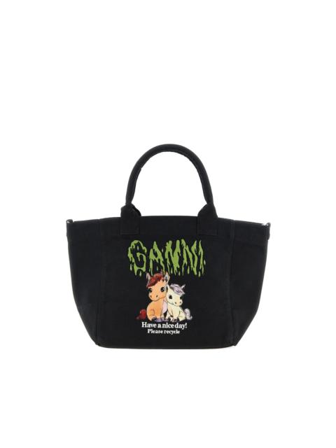 GANNI small logo-print tote bag
