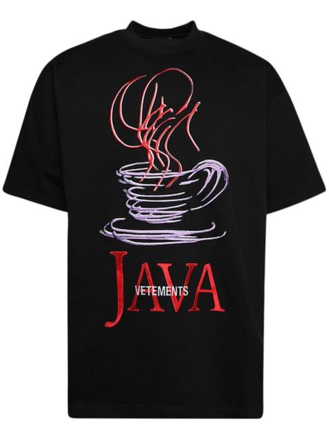 VETEMENTS x Java logo-embroidered cotton T-shirt