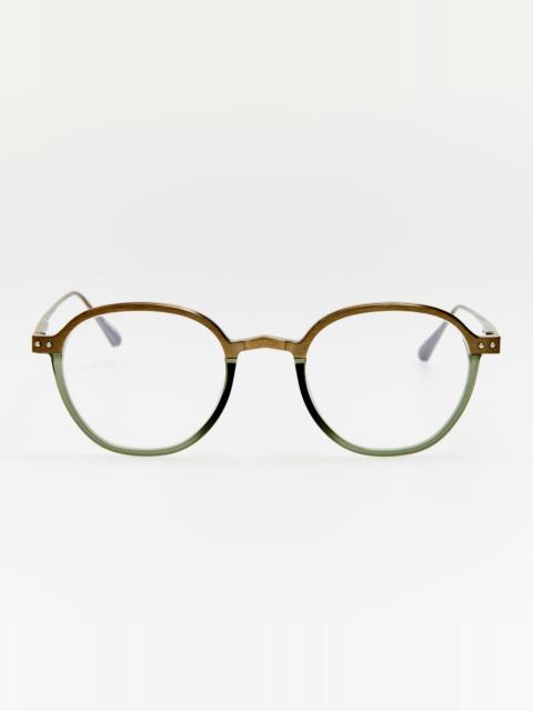 LINDA FARROW Devon Optical in Antique Gold and Green