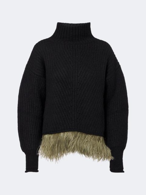 La DoubleJ Feather-trimmed alpaca and wool-blend sweater