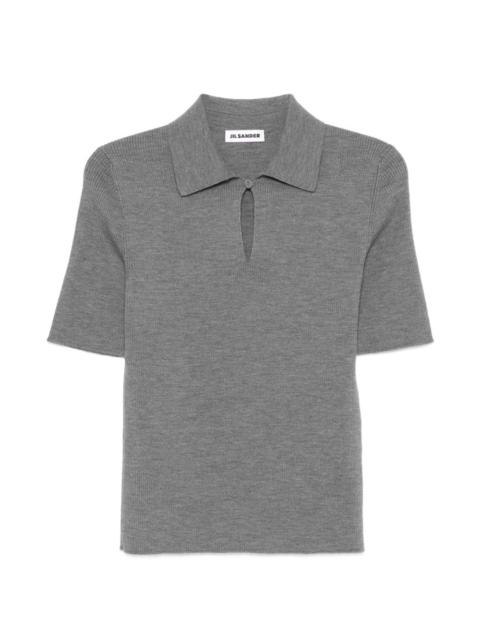 Jil Sander ribbed superfine wool polo top