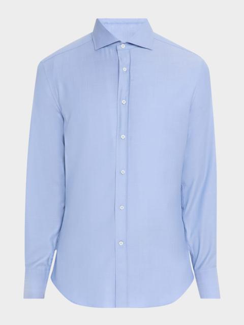 Brunello Cucinelli Men's Woven Oxford Spread-Collar Sport Shirt