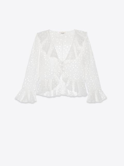 SAINT LAURENT blouse in broderie anglaise cotton voile