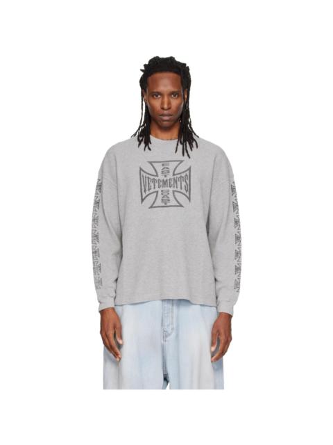 VETEMENTS Gray Biker Cross Logo Longsleeve T-shirt