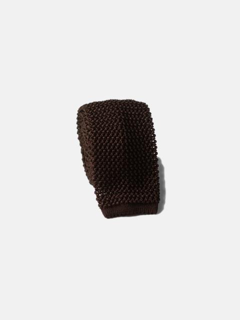 J. PRESS MADE-IN-ITALY BROWN SILK KNIT TIE