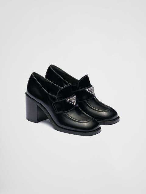 Prada Brushed leather high-heel loafers